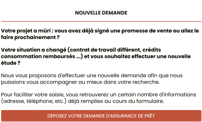 Déposer une nouvelle demande d’assurance de prêt sur Meilleurtaux