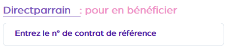 Saisie du numéro de contrat du parrain Direct Assurance