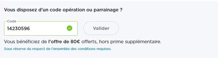 Code parrain Fortuneo validé