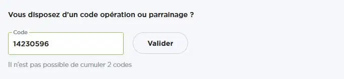 Emplacement du code parrainage Fortuneo